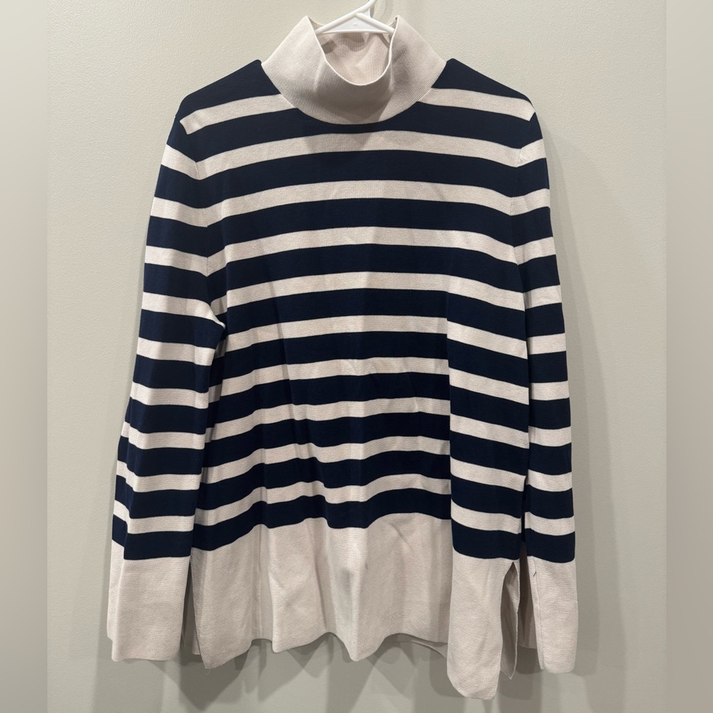 COS Aline Roll Neck Mock Neck Turtleneck Striped Knit Sweater
